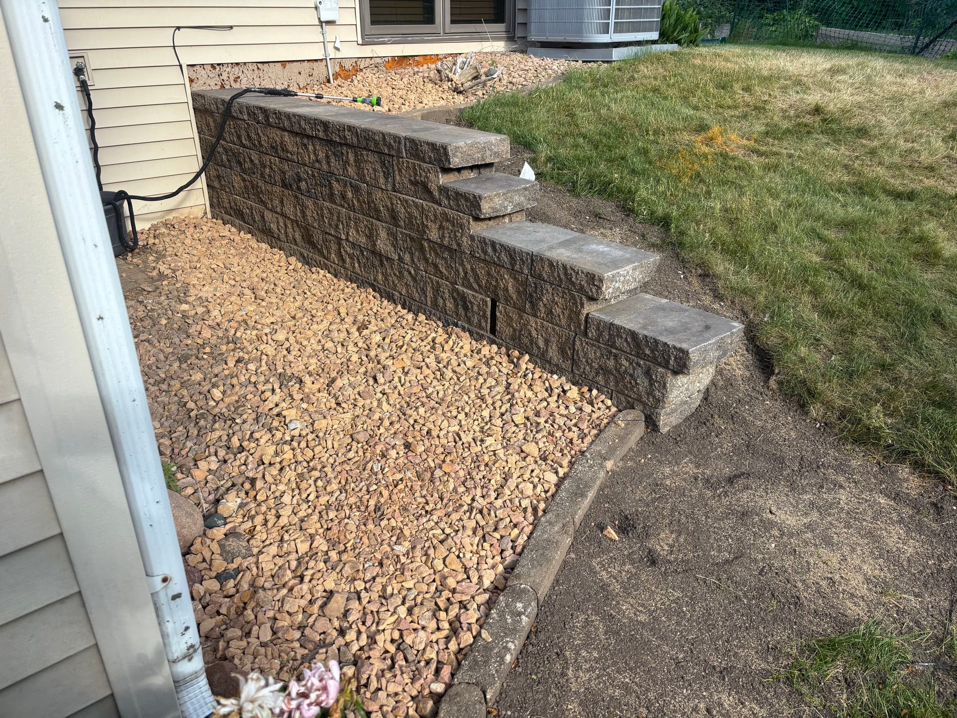 Failing Timber Wall Gets a Versa-Lok Upgrade with Sod and a New Apple Tree image