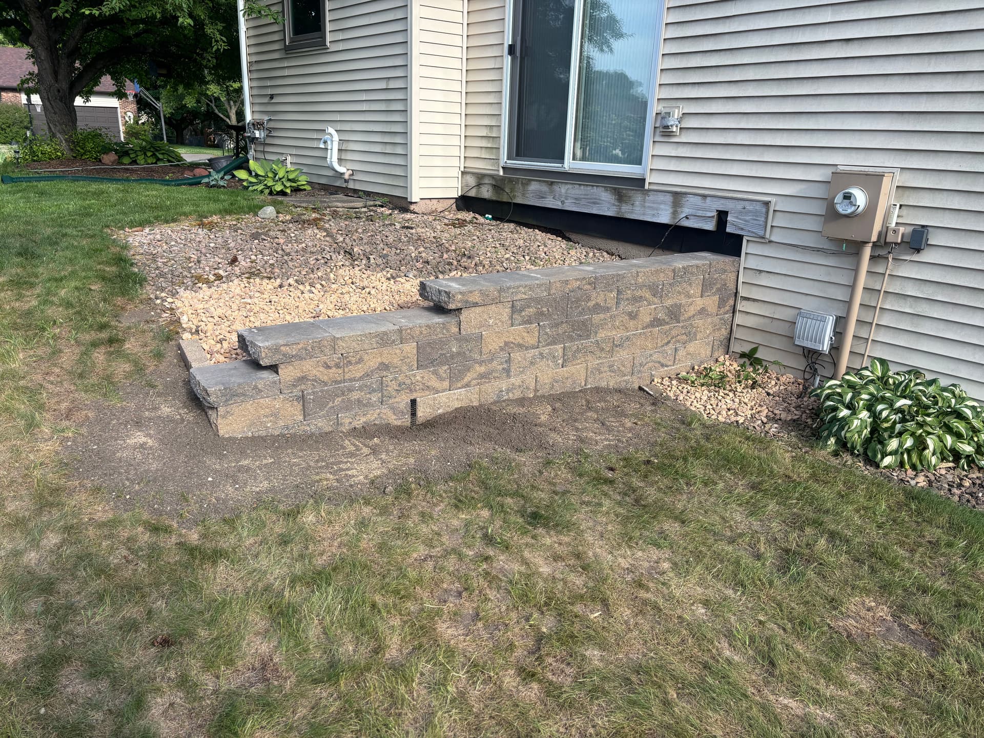 Gallery photos for Failing Timber Wall Gets a Versa-Lok Upgrade with Sod and a New Apple Tree: Image #2