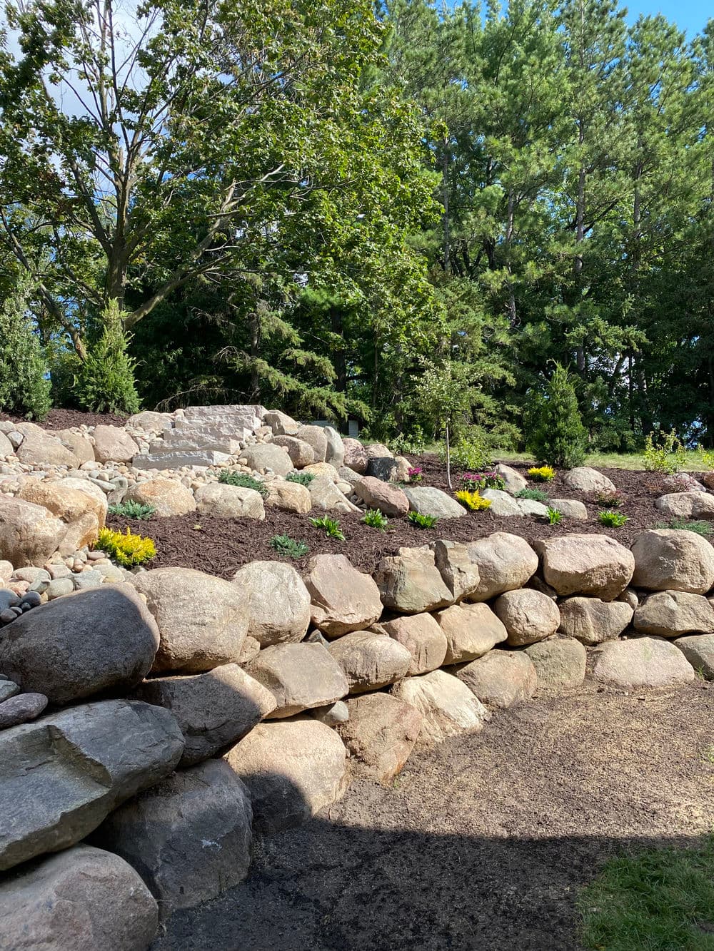 Gallery photos for Landscape Facelift with Boulder Walls and Natural Steps in Rosemount MN: Image #2